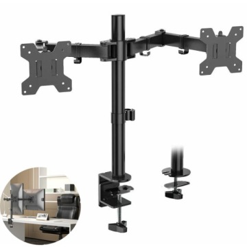 Ergonomický Držák Pro Dvojitou Obrazovku, Plný Pohyb, Náklon O 90°, Otočný O 180°, Otočný O 360°