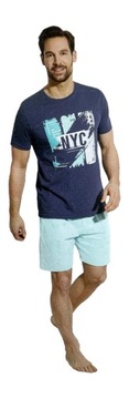 Piżama piżamka męska bawełna NIEBIESKA NYC *XL