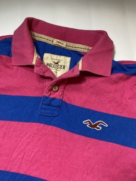 HOLLISTER różowe POLO w paski Abercrombie /L