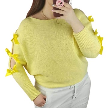 Sweter Made In Italy żółty z kokardkami r. uniwersalny