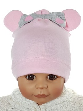 CZAPKA MYSZKA MIKI MINNIE KOKARDKA W SERCA CZAPECZKA 3-12 MC 4 WZORY