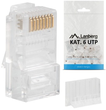 50 szt. KOŃCÓWKI WTYK RJ45 UTP Kat 6 z prowadnicą