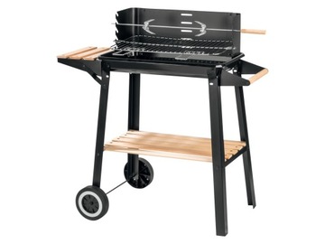 DUŻY GRILL OGRODOWY NA KOŁACH ROŻNO PÓŁKI GRILL XL