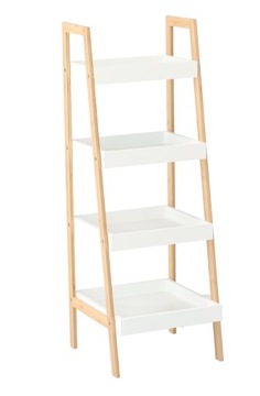 КНИЖНЫЙ ШКАФ С 4 ПОЛКАМИ ДЕРЕВЯННАЯ ЛЕСТНИЦА НАТУРА БЕЛЫЙ