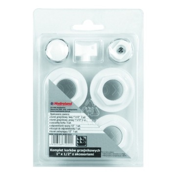 Korek grzejnika 1” x 1/2” zestaw L/P odpowietrznik Hydroland
