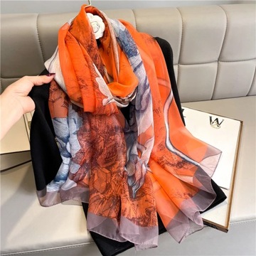 Summer Long Silk Satin Scarf Shawl Wraps Female