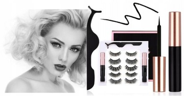 5x ОРИГИНАЛЬНЫЕ магнитные ресницы, ДЛИННЫЕ пинцеты + 2 подводки для глаз + коробка НАБОР ДЛЯ РЕСНИЦ