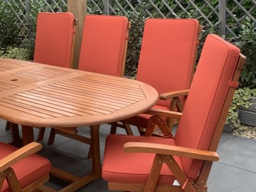 Комплект садовой мебели, раздвижной стол для террасы, обеденный набор на 8 человек.