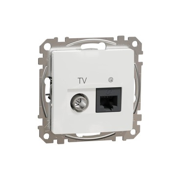 Gniazdo komputerowo-antenowe TV+RJ45 kat.6, białe, Sedna Design&Elements