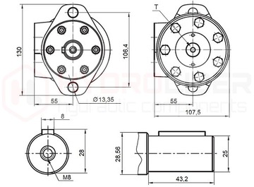 NAJMOCNIEJSZY SILNIK HYDRAULICZNY BMRY 100 600obr 14,8kW 220Nm WAŁEK 25