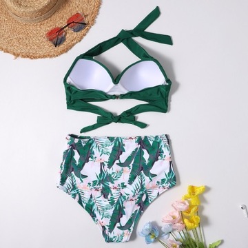 BIKINI STRÓJ KĄPIELOWY WYSOKI PUSH UP RETRO L