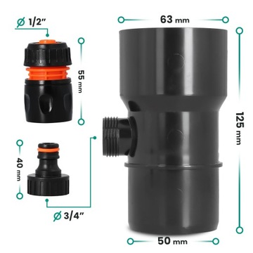 ŁAPACZ DESZCZÓWKI 63 MM ZBIERACZ WODY DESZCZOWEJ ODZYSKIWACZ RYNNY GRAFI X5