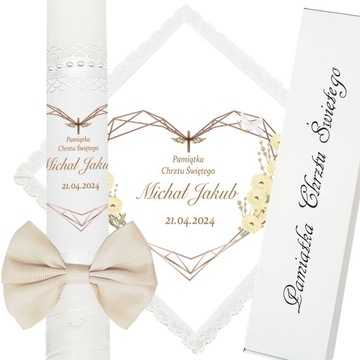 ŚWIECA NA CHRZEST SZATKA DO CHRZTU IMIĘ