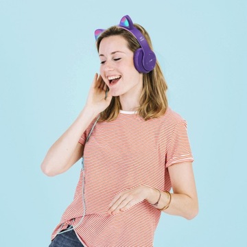 НАУШНИКИ ДЛЯ ДЕТЕЙ BLUETOOTH CAT EARS CAT LED RGB НАКЛОННЫЙ МИКРОФОН