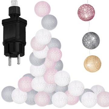 ЛАМПЫ СВЕТОВАЯ ГИРЛЯНДИЯ 20СВЕТОДИОДНЫХ ВАТНЫХ ШАРИКОВ СВЕТЯЩАЯСЯ ЦЕПЬ 6см