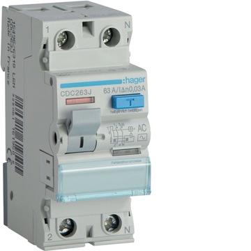 HAGER Wyłącznik różnicowy CDC263J 63A 30mA AC 2P