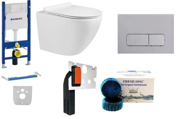 ZESTAW Stelaż WC GEBERIT + przycisk chrom mat+ miska WC + deska W/O + FRESH