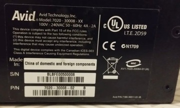 Аудио-Видео Avid Nitris DX 7020-30008-01 INF1