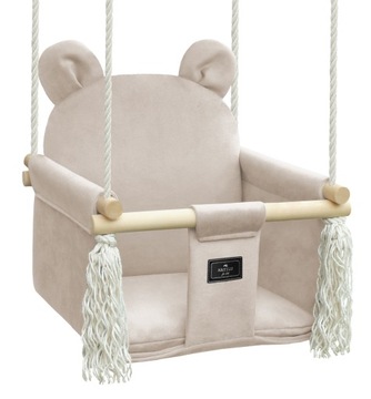 HUŚTAWKA dla dzieci do domu i ogrodu BEŻOWY MIŚ