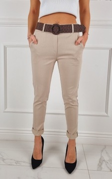 #ELASTYCZNE - SPODNIE - DAMSKIE - W GUMKĘ - PASEK#