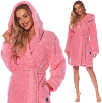 KRÓTKI CIEPŁY PUCHOWY DAMSKI SZLAFROK PODOMKA S