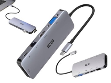 Usb-c dokovací stanice pro 2 monitory, rozšíření obrazu pro notebook Hiro