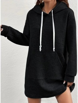 Women Sweatshirt Dress Autumn Winter Tie Collar Lo