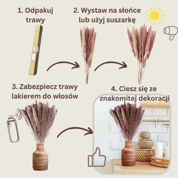 Натуральная трава пампаса сушено 5 шт 117 см. Премиум плейм 75 см