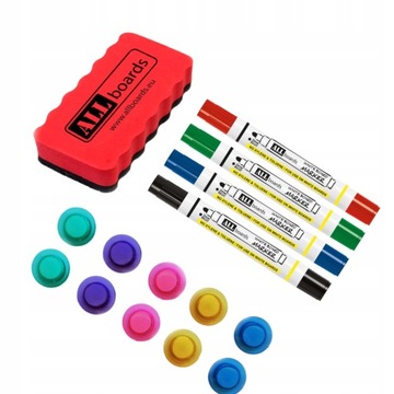 МАГЕНТИЧНО-БЕЛАЯ ДОСКА ДЛЯ СУХОГО СТИРАНИЯ 90х60см + БЕСПЛАТНЫЙ НАБОР АКСЕССУАРОВ