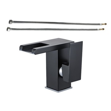 Nowoczesna bateria do umywalki łazienkowej Bateria umywalkowa LED Waterfall 3 kolory czarny