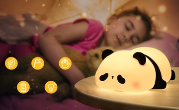 SILIKONOWA LAMPKA NOCNA PANDA, 3 TRYBY ŚWIECENIA, 1200 MAH