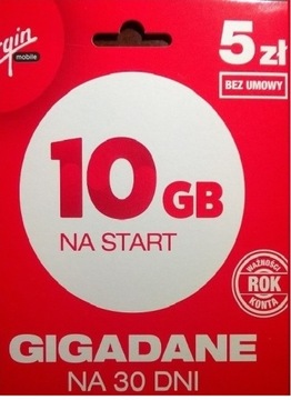 starter na karte prepaid Virgin Mobile 5 10 GB na start hurt