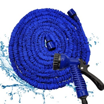 ГИБКИЙ САДОВЫЙ ШЛАНГ 10-30М + СОЕДИНИТЕЛИ + ПИСТОЛЕТ 7 РЕЖИМОВ