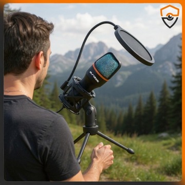 Mikrofon do Komputera Studyjny EUROLOOK Gamingowy USB Statyw RGB