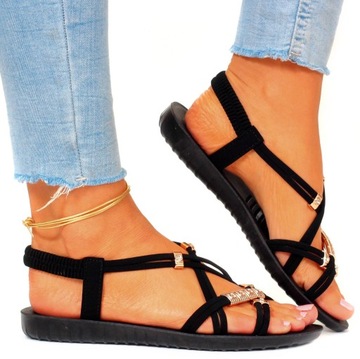 САНДАЛИИ ЖЕНСКИЕ, ЧЕРНЫЕ, ЭЛЕГАНТНЫЕ Резинки