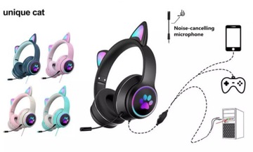 НАУШНИКИ CAT EAR с микрофоном GLOWING EARS RGB