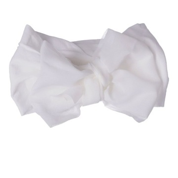 Детская повязка на голову с бантиком - белая, широкая.