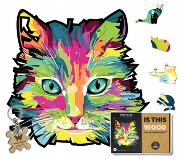 KOT Układanka Puzzle Drewniane 140 ELEMENTÓW