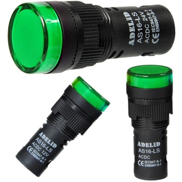LAMPKA KONTROLKA STEROWNICZA LED 230V 16MM ZIELONA