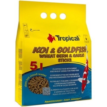 Tropical Wiosenna karma dla karpi KOI z czosnkiem pływające pałeczki 5L
