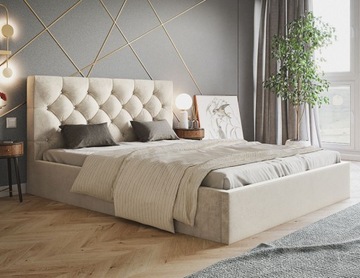 2-OSOBOWE BEŻOWE ŁÓŻKO SYPIALNIANE LUX 7 140X200