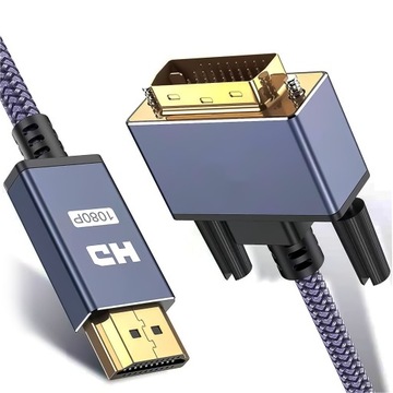 Kabel HDMI na DVI 2M Dwukierunkowy DVI-HDMI 24+1