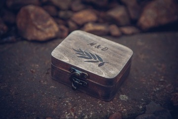 Шкатулка для обручальных колец - Бохо, Рустик, Гравировка