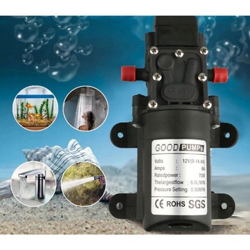 МЕМБРАННЫЙ ВОДЯНОЙ НАСОС САМОВСАСЫВАЮЩИЙ ЭЛЕКТРИЧЕСКИЙ НАСОС 12 В 6 Л/МИН 70 Вт