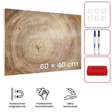 Металлическая магнитная плата дерево 90x60 см для магнитов + набор