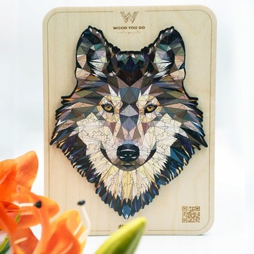 Układanka WILK z Ramką 100 el. Puzzle Drewniane