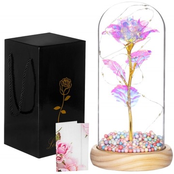 ВЕЧНАЯ РОЗА В СТЕКЛЕ, светящаяся светодиодная коробочка, ИДЕЯ ПОДАРКА НА ДЕНЬ МАТЕРИ