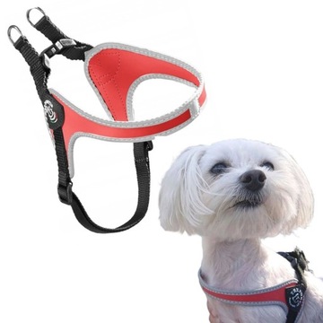 SZELKI mini psa Chihuahua York XXS 32-45cm TRE PONTI czerwone Z ODBLASKAMI