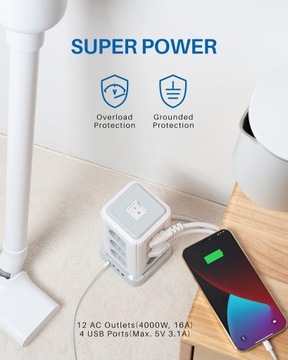 СТОЯЩИЙ РАЗЪЕМ ПИТАНИЯ 12 ВХОДОВ 4XUSB КАБЕЛЬ 5М