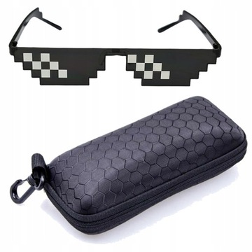 Okulary imprezowe Thug Life Swag Deal With It 8 Bits Piksel + TWARDE ETUI